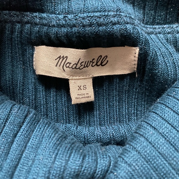 Madewell off shoulder long sleeve top in Mineral Blue, size XS - Picture 4 of 5